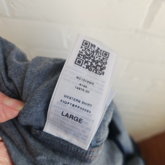 True Religion Mens Blue Western Shirt Button Down Slim Fit Cotton Size Large - Picture 8 of 8